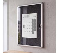Vitrine HWC-Q51, tableau d'affichage avec surface en feutre, en aluminium, verrouillable, accessoires inclus, 95 x 68 x 7 cm ~ noir