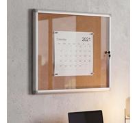 Vitrine HWC-Q51, tableau d'affichage avec surface en liège, en aluminium, verrouillable, accessoires inclus, 65 x 68 x 7 cm