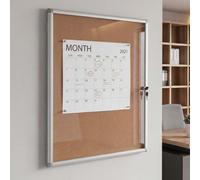 Vitrine HWC-Q51, tableau d'affichage avec surface en liège, en aluminium, verrouillable, accessoires inclus, 95 x 68 x 7 cm