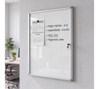 Vitrine HWC-Q51, tableau magnétique, tableau blanc, tableau d'affichage, en aluminium, verrouillable, accessoires inclus, 95 x 68 x 7 cm