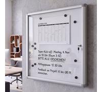 Vitrine HWC-Q51, tableau magnétique, tableau blanc, tableau d'affichage, en aluminium, verrouillable, accessoires inclus, 65 x 68 x 7 cm