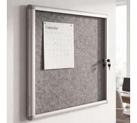 Vitrine HWC-Q51, tableau mémo avec surface en feutre, en aluminium, verrouillable, accessoires inclus, 65 x 68 x 7 cm ~ gris