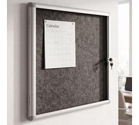 Vitrine HWC-Q51, tableau mémo avec surface en feutre, en aluminium, verrouillable, accessoires inclus, 65 x 68 x 7 cm ~ noir