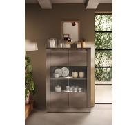 Vitrine - IMOLA - Bronze & Plateau Chêne Mercure - 2 Portes - 114 x 43 x 160 cm