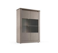 Vitrine IMOLA bronze & Plateau chêne Mercure 2 portes 114 x 43 x 160 cm