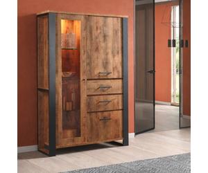 Vitrine industrielle en bois 2 portes MONA