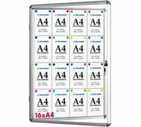 Vitrine intérieure premium, format 16 x A4, avec panneau arrière magnétique et effaçable
