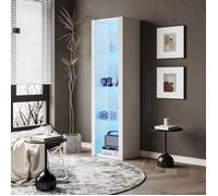 Vitrine LED Blanche Brillante 166 cm avec 3 Étagères en Verre - Meuble Haut Design Moderne Contrôlé par Application