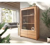 Vitrine Live-Edge 120x190 cm Acacia Naturel 2 portes 4 tiroirs Massif