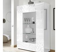 Vitrine MIRO 2 portes en verre, coloris blanc