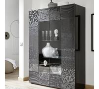 Vitrine MIRO 2 portes en verre, coloris gris
