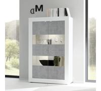 Vitrine moderne 4 portes blanc et gris béton 100cm CALIA
