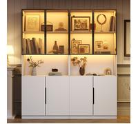 Vitrine moderne avec éclairage LED - Dimensions 160x30x200 cm - Éclairage LED réglable - Portes en verre trempé
