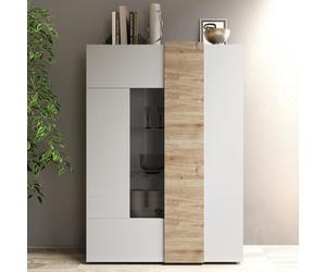 Vitrine moderne blanc et bois 2 portes SIA