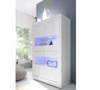 Vitrine moderne blanc laqué 4 portes 100cm CALIA