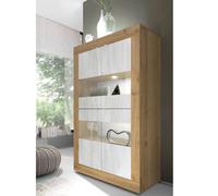 Vitrine moderne bois et blanc 4 portes 100cm CALIA 2