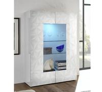Vitrine moderne laqué blanc 2 portes vitrées avec LED CAPRI