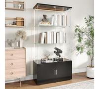Vitrine moderne noire avec lumières LED, 3 étagères verrouillables, design Slish pour chambre à coucher et salon, 78,5 x 35 x 164 cm