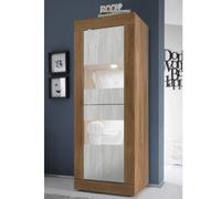 Vitrine moderne noyer et blanc 1 porte 60cm CALIA 2
