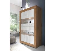 Vitrine moderne noyer et blanc 4 portes 100cm CALIA 2