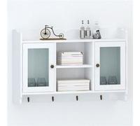 Vitrine murale avec étagère de Livre DVD Verre en MDF Blanc Blanc G