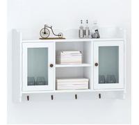 vidaXL Vitrine murale avec étagère pour livres, DVD et verres – MDF blanc