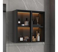Vitrine murale en verre - Rangement moderne à 2 portes avec verre trempé et cadre en alliage, idéal pour la cuisine et la salle de bain, assemblage facile, emballage sécurisé