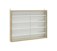 HomCom Vitrine murale 80×9,5×60 cm – 4 étagères réglables, 2 portes coulissantes en verre, chêne