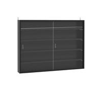 HomCom Vitrine murale 80 x 9,5 x 60 cm – 4 étagères réglables, 2 portes coulissantes en verre, noir