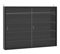 HomCom Vitrine murale 80 x 9,5 x 60 cm – 4 étagères réglables, 2 portes coulissantes en verre, noir