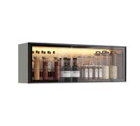 Vitrine Murale Grise/Blanche avec Portes, idéale pour la Cuisine, Le Garde-Manger ou la Salle à Manger. Montage sans perçage. Style Moderne, Noir - 70 x 32 x 19 cm.