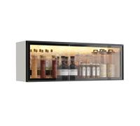 Vitrine Murale Grise et Blanche avec Portes, idéale pour la Cuisine, Le Garde-Manger ou la Salle à Manger. Installation sans perçage. Dimensions : 70 x 32 x 19 cm. Décoration Moderne pour la