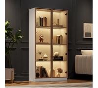 Vitrine Murale - JAERLIUB - 80x40x160cm - Éclairage LED RGB - 2 Portes Battantes - Étagères Réglables