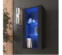 Vitrine Murale Komodee TIVOLI - LED bleues - Noir - Facades en Mat - 50 x 100 x 29 cm