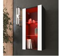Vitrine Murale Komodee TIVOLI - LED RVB - Blanc et Noir - Facades en Mat - 50 x 100 x 29 cm