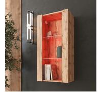 Vitrine Murale Komodee TIVOLI - LED RVB - Bois naturel - Facades en Mat - 50 x 100 x 29 cm