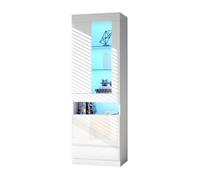 Vitrine Murale LED Blanc 16 Couleurs - Armoire Éclairée avec Rangement Style Contemporain Lumineux pour Salon