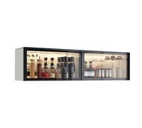 Vitrine murale moderne gris/blanc avec portes, étagère suspendue pour salle à manger élégante (120 x 32 x 19 cm)