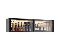 Vitrine murale moderne pour cuisine, garde-manger avec portes, sans perçage, design élégant (noir A, 120 x 32 x 19 cm)