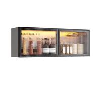 Vitrine murale moderne pour cuisine, garde-manger gris/blanc, rangement avec portes, suspension sans perçage, pour salle à manger, design élégant noir B (120 x 32 x 19 cm)