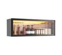 Vitrine murale moderne pour cuisine, gris/blanc, garde-manger, armoire de rangement sans perçage, armoire à suspendre pour salle à manger élégante (noir B 70 x 32 x 19 cm)