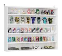 HOMCOM Vitrine pour Collection vitrine Murale 80 x 9,5 x 60 cm avec 4 étagères réglables en Hauteur et 2 Portes coulissantes en Verre, pour Collection de Figurines et Voitures Miniatures, Blanc