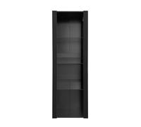 Vitrine Noire Haut Brillant avec Éclairage LED - 3 Cases en Verre et Structure Métal - Meuble d'Exposition Moderne