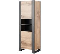 BIM Furniture Vitrine NUNKI 170 cm Étagère côté meuble Vitrine Bibliothèque Chêne Wotan / Anthracite