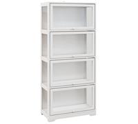 HOMCOM Vitrine pour Collection Buffet Salon Meuble de Rangement à 4 Niveaux avec Portes à abattant, pour Salon Bureau Chambre, 59 x 30 x 139 cm, Blanc