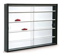 Vitrine pour miniature - Blanc et noir - Dim : 9,5 x 80 x 60 cm - Bois - Panneaux de particules