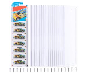 Vitrine pour voitures miniatures, à fixer au mur, étagère de rangement en plastique, rangement pour petites voitures dans un emballage blister, étagère murale, étagère suspendue, 42,5 x 11,2 cm (20)