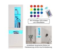 Vitrine Salon, Buffet Haut Moderne 2 Portes 4 Étagères, Armoire de Rangement Blanche 50*40*180cm