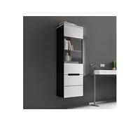 Vitrine suspendu 36x33x125cm décor blanc et anthracite - KANUT