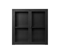 Vitrine suspendue 2 portes vitrées acier noir 80 x 18 x 80 cm